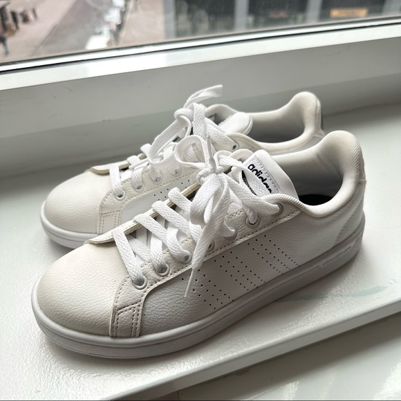 Adidas Neo White Leather Cloudfoam Advantage Sneakers - Picture 2 of 5